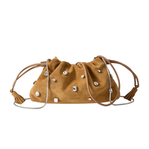 Veronica Beard Handbags - VERONICA BEARD Small Crystal-Studded Suede Clutch Bag